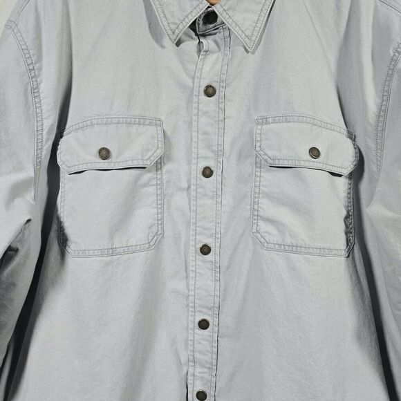 LL Bean Sherpa Lined Jacket Chore Coat Mens XL Stone Gray‎ Snap Pockets Barn - Picture 2 of 13